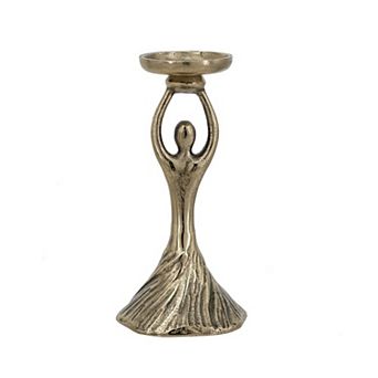 TOEMOA Abstract Sculptural Aluminum Pillar Candle Holder for Decorative Ambiance