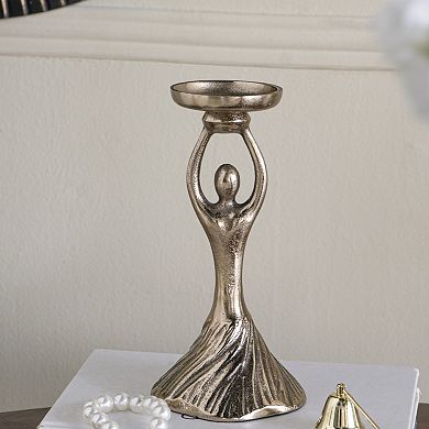 TOEMOA Abstract Sculptural Aluminum Pillar Candle Holder for Decorative Ambiance