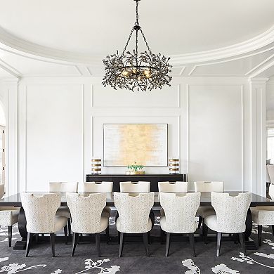 31" Contemporary Black Branch Shaped 6-Light Crystal Chandelier