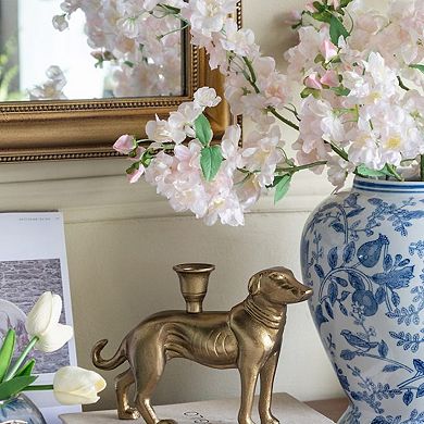 TOEMOA Decorative Metal Greyhound Silhouette Taper Candle Holder