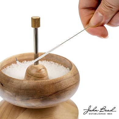 John Bead 4.5" x 5.5" Bead Spinner with 2 Beading Needles, Manual Spinning Tool for Jewelry Making