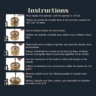 John Bead 4.5" x 5.5" Bead Spinner with 2 Beading Needles, Manual Spinning Tool for Jewelry Making