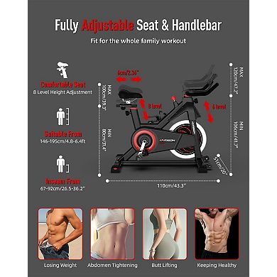 HARISON Adjustable Magnetic Exercise Bike for Home, 380 lbs Capacity with App (HRK-X12 Black)