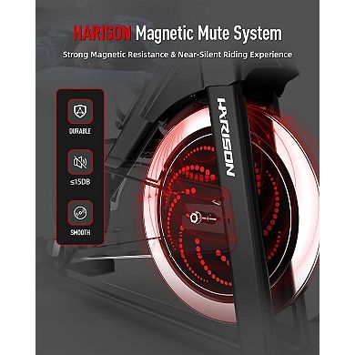 HARISON Adjustable Magnetic Exercise Bike for Home, 380 lbs Capacity with App (HRK-X12 Black)