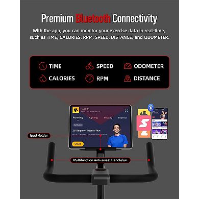 HARISON Adjustable Magnetic Exercise Bike for Home, 380 lbs Capacity with App (HRK-X12 Black)