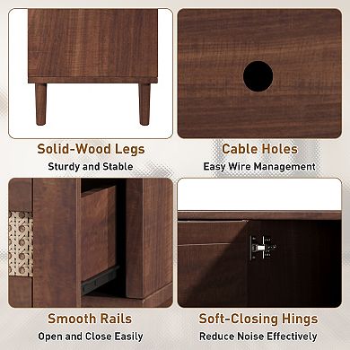 78" Cabinet TV Stand with 4-Drawer and Soft-Close Hinges