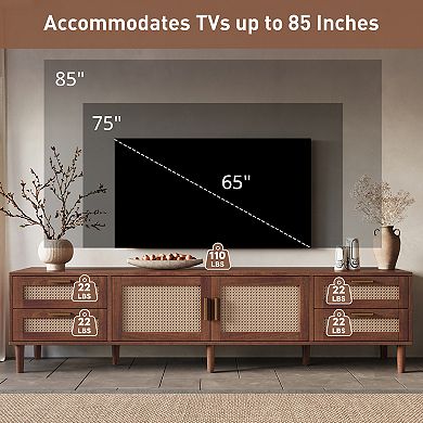 78" Cabinet TV Stand with 4-Drawer and Soft-Close Hinges