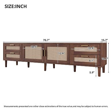 78" Cabinet TV Stand with 4-Drawer and Soft-Close Hinges