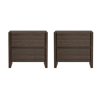 MANHATTAN COMFORT Linda Modern 2-Drawer Nightstand Set of 2