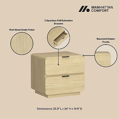 MANHATTAN COMFORT Chrystie 2-Drawer Nightstand Set of 2