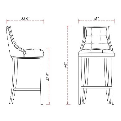 MANHATTAN COMFORT Fifth Avenue Upholstered Wood Bar Stool Set of 3