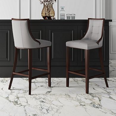 MANHATTAN COMFORT Fifth Avenue Upholstered Wood Bar Stool Set of 3