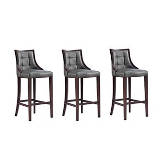 MANHATTAN COMFORT Fifth Avenue Upholstered Wood Bar Stool Set of 3