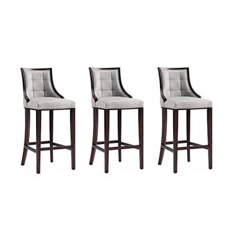 MANHATTAN COMFORT Fifth Avenue Upholstered Wood Bar Stool Set of 3