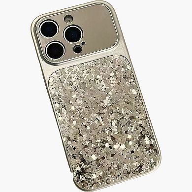 Glitter Phone Case with Wrist Strap Protective Cover Sparkle Back Panel Secure Grip Design