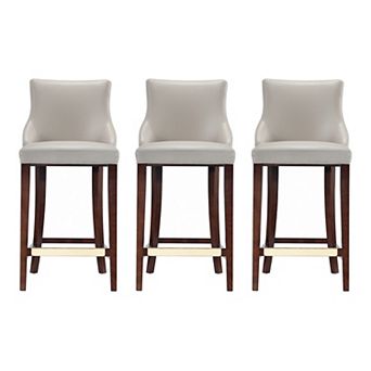 MANHATTAN COMFORT Shubert Faux Leather Upholstered Wood Bar Stool Set of 3