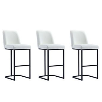 MANHATTAN COMFORT Serena Modern Faux Leather Upholstered Metal Bar Stool Set of 3