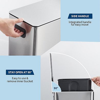 4 Gallon(15L) Kithcen Trash Can, Recycling Bins with Inner Buckets and Soft Close Lid
