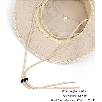 Wide Brim Bucket Hat Adjustable Chin Strap Sun Hat Foldable Packable Outdoor Hat