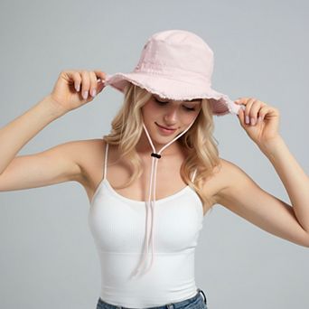 Wide Brim Bucket Hat Adjustable Chin Strap Sun Hat Foldable Packable Outdoor Hat