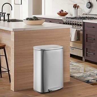 Garbage Can 13 Gallon Tall Kitchen, Hands-Free Stainless Steel Trash Can