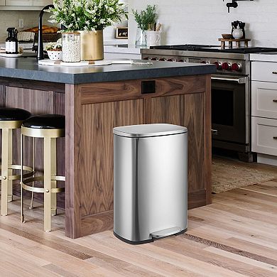 Garbage Can 13 Gallon Tall Kitchen, Hands-Free Stainless Steel Trash Can