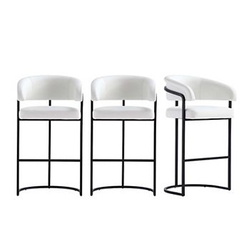MANHATTAN COMFORT Augusta Faux Leather Upholstered Metal Bar Stool Set of 3