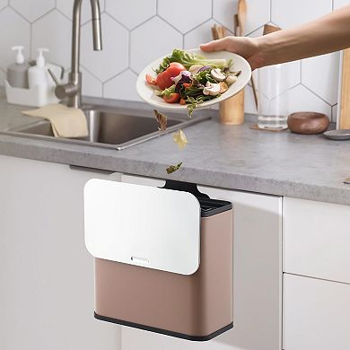 1.3 Gallon/5L Hanging Small Trash Can, Stainless Steel Garbage Can with Lid