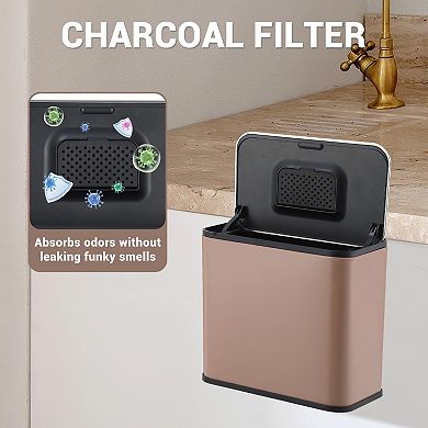 1.3 Gallon/5L Hanging Small Trash Can, Stainless Steel Garbage Can with Lid