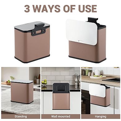 1.3 Gallon/5L Hanging Small Trash Can, Stainless Steel Garbage Can with Lid