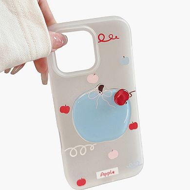 Apple Graphic Phone Case with Built In Grip Stand Fruit Design Protective Cover