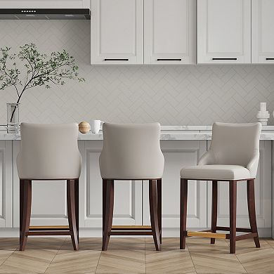 MANHATTAN COMFORT Shubert Upholstered Wood Counter Stool Set of 3