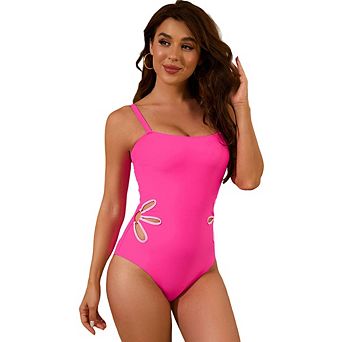 Womens Bathing Suits One Piece Floral Cutout Tummy Control Swim Suits Adjustable Strap Swimwear