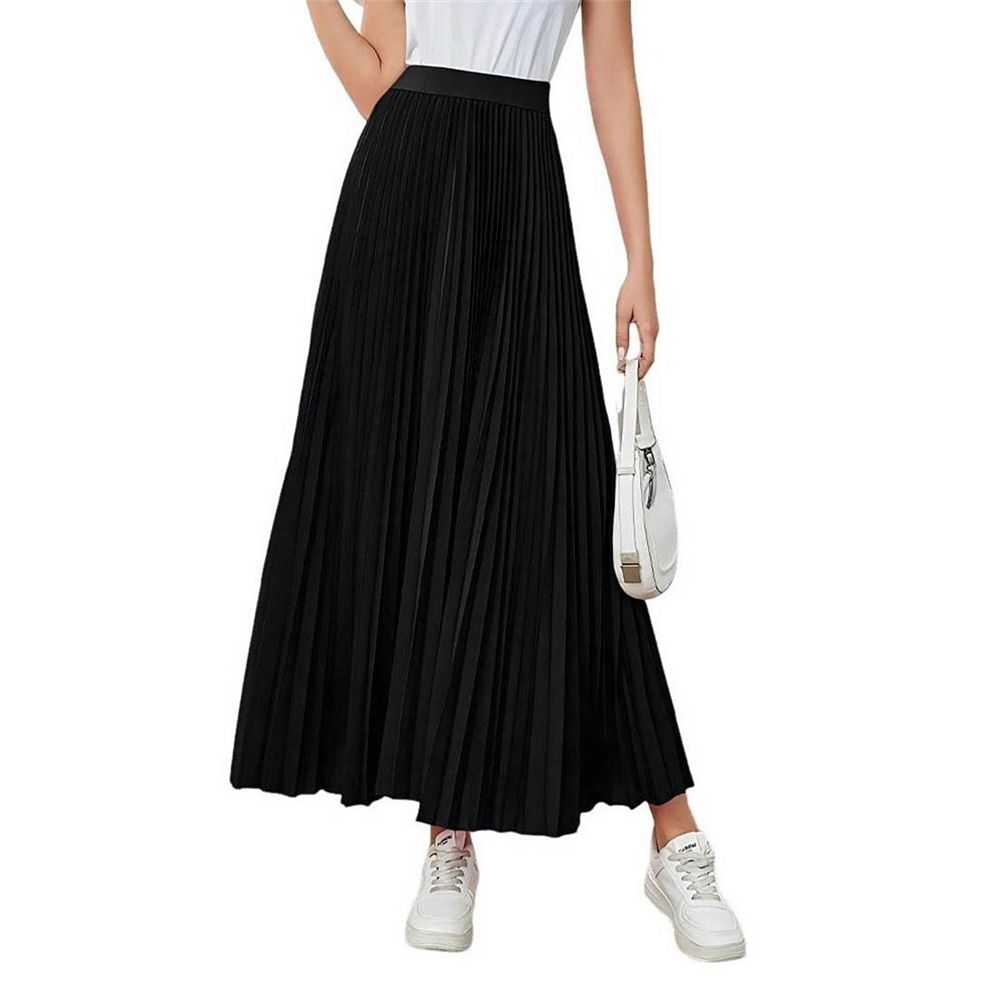 Women's High Waist Pleated Maxi Skirt Flowy Long A - Line Skirt