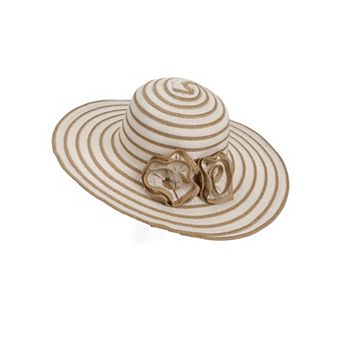 Womens Straw Sun Hat with Floral Accent Summer Beach Hat with Adjustable Chin Strap