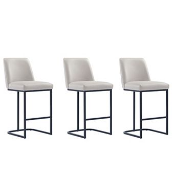MANHATTAN COMFORT Serena Modern Faux Leather Upholstered Metal Counter Stool Set of 3