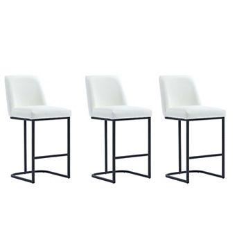 MANHATTAN COMFORT Serena Modern Faux Leather Upholstered Metal Counter Stool Set of 3