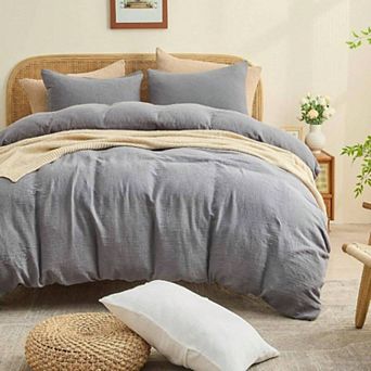 Organic Cotton Duvet Cover Set - Breathable Gauze Weave for All Seasons