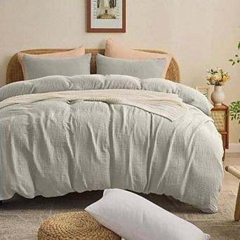 Organic Cotton Duvet Cover Set - Breathable Gauze Weave for All Seasons