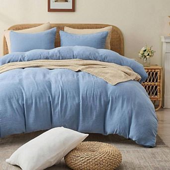Organic Cotton Duvet Cover Set - Breathable Gauze Weave for All Seasons