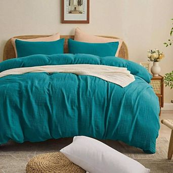 Organic Cotton Duvet Cover Set - Breathable Gauze Weave for All Seasons