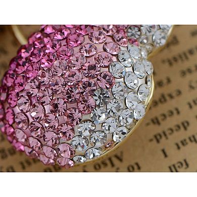 Women's Sparkly Rose Pink Clear Crystal Rhinestones Pretty Cherry Fruit Brooch Lapel Pin