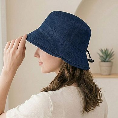 Women Cotton Bucket Hat Lightweight Sun Hat with Adjustable Drawstring Wide Brim