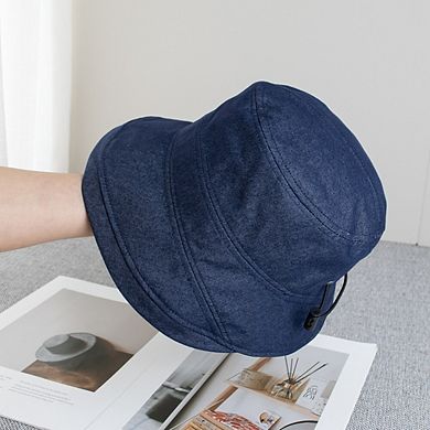 Women Cotton Bucket Hat Lightweight Sun Hat with Adjustable Drawstring Wide Brim