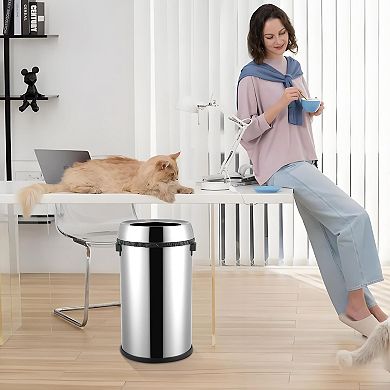 17 Gal Heavy Duty Stainless Steel Commercial Trash Can
