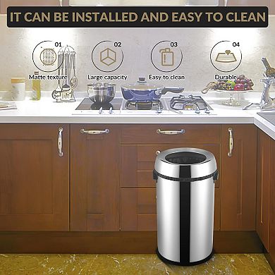 17 Gal Heavy Duty Stainless Steel Commercial Trash Can