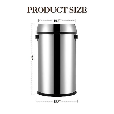 17 Gal Heavy Duty Stainless Steel Commercial Trash Can