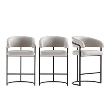 MANHATTAN COMFORT Augusta Faux Leather Upholstered Metal Counter Stool Set of 3