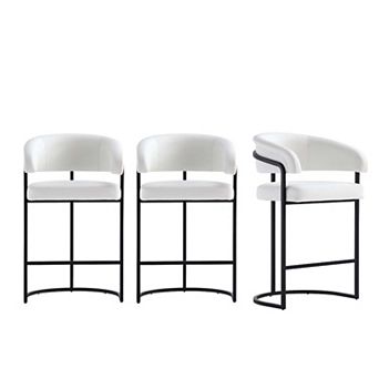 MANHATTAN COMFORT Augusta Faux Leather Upholstered Metal Counter Stool Set of 3