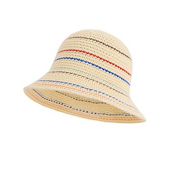 Womens Straw Bucket Hat Breathable Woven Sun Hat Lightweight Packable Summer Beach Hat